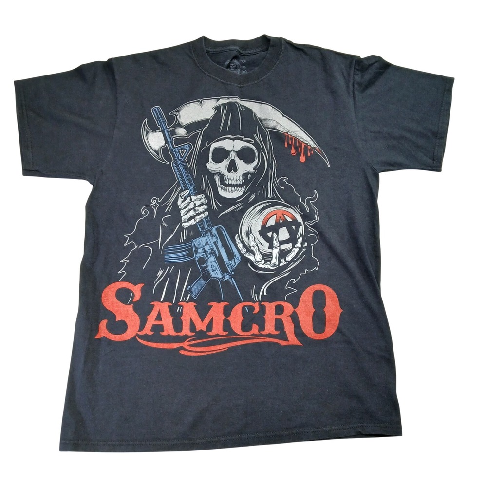 Sons of Anarchy SAMCRO Grim Reaper Graphic T-Shirt Mens‎ Med Black Short Sleeve